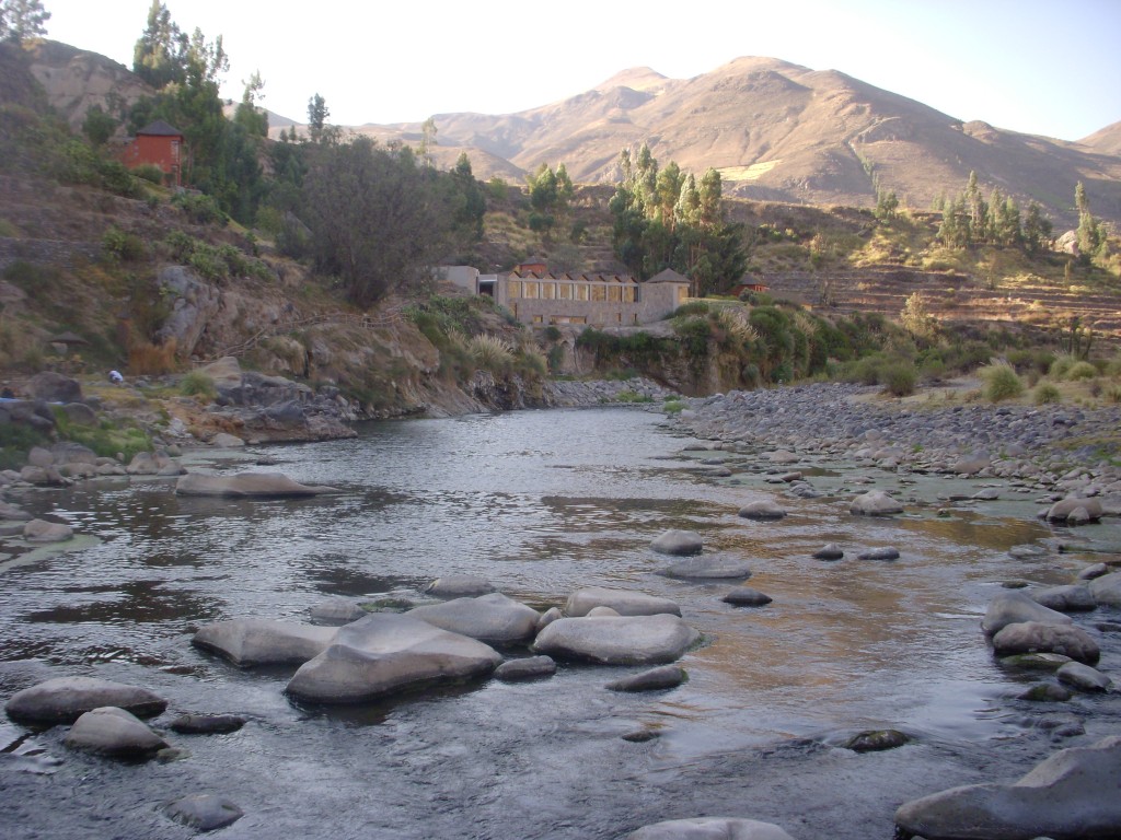 View of the river and the spa buildings